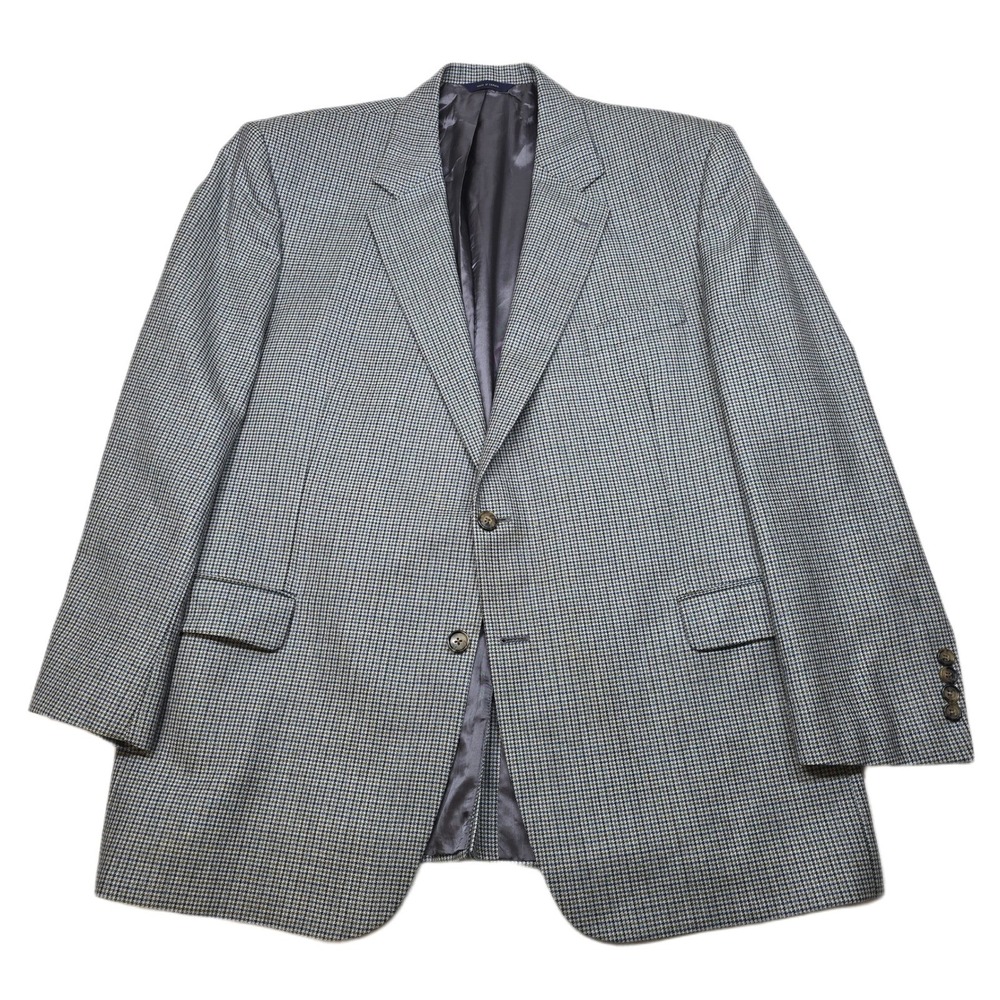 Brooks Brothers Wool Sport Coat Mens 48R 48 Gray Blue Houndstooth Blazer Jacket